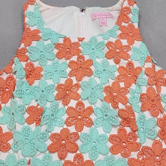 Lilly Pulitzer Pearl Sunrise Orange Two Tone Truly Petal Lace Shift Dress 2 - Picture 5 of 10